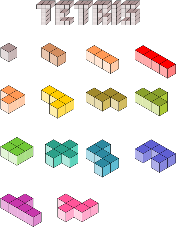 Tetris Blocks Isometric View PNG Image