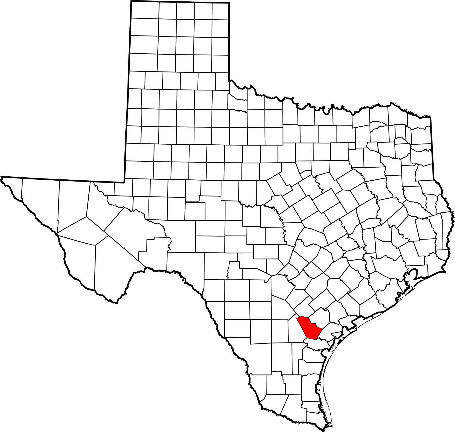 Texas Counties Map Highlighted Area PNG Image