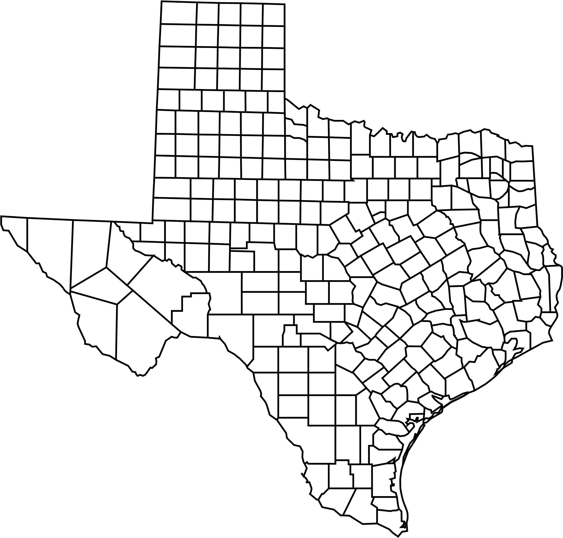 Texas Counties Outline Map PNG Image