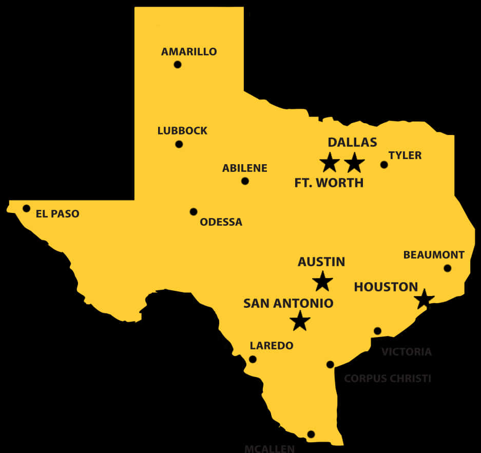 Texas Major Cities Map PNG Image