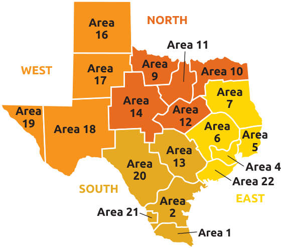 Texas Regional Division Map PNG Image