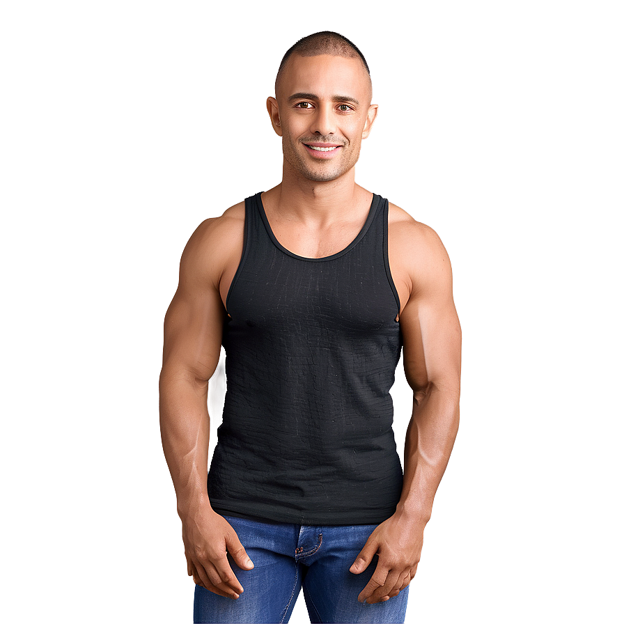 Textured Black Tank Top Png Tvx PNG Image