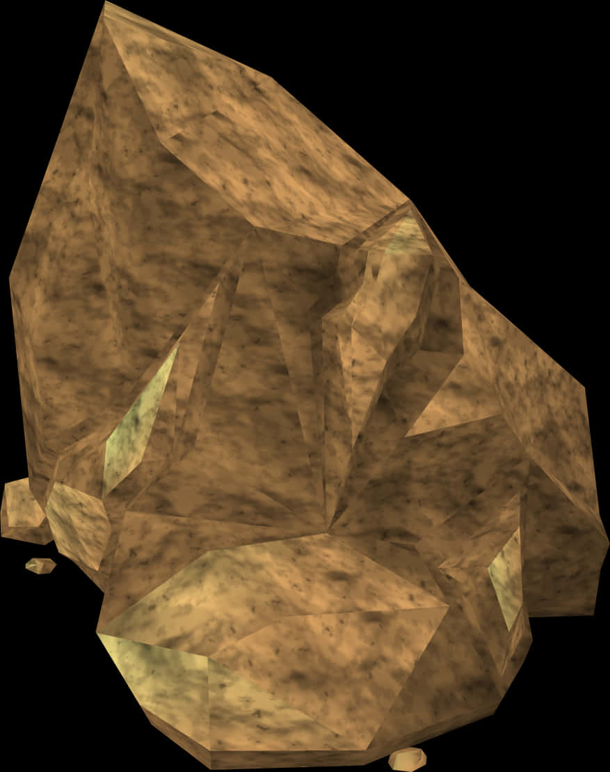 Textured Boulder3 D Model PNG Image