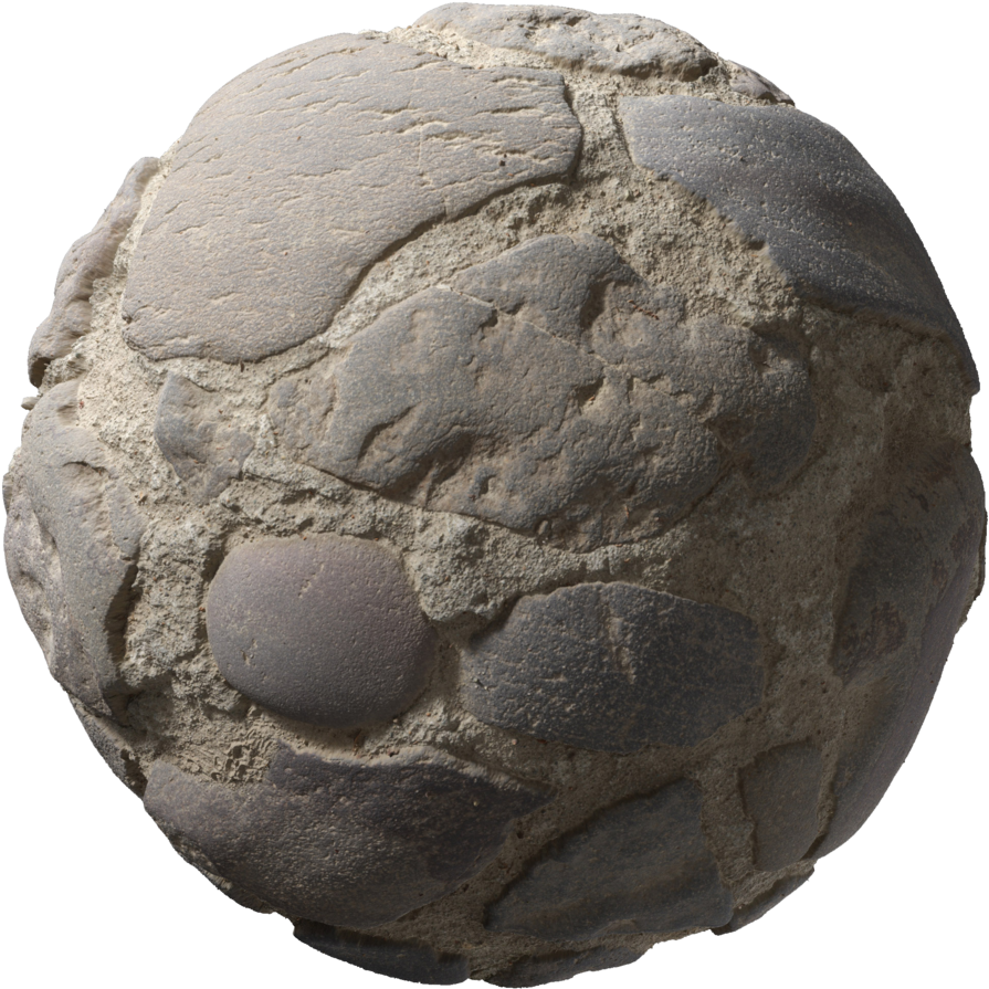 Textured Cobblestone Sphere3 D Model PNG Image