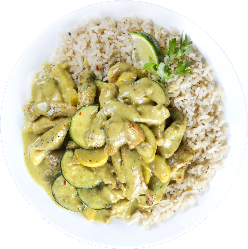 Thai Green Curry Chickenwith Rice PNG Image