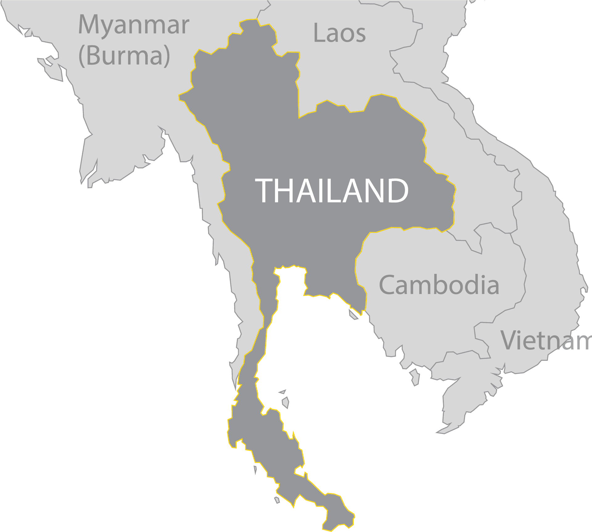 Thailand Map Highlighted PNG Image