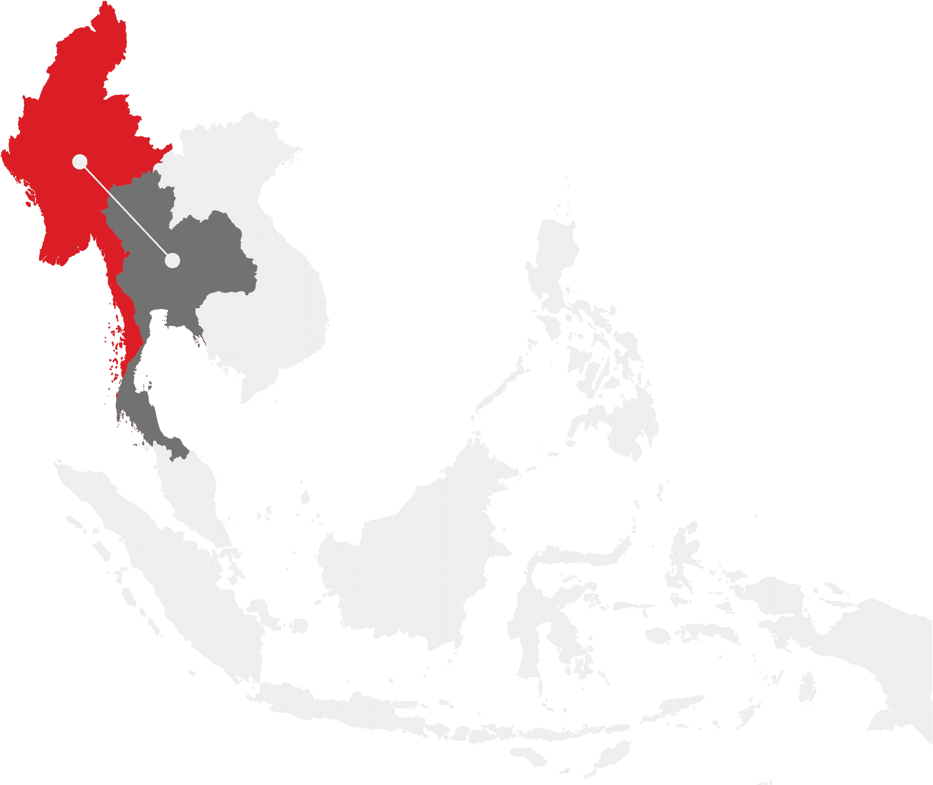 Thailand Map Highlighted Northern Region PNG Image