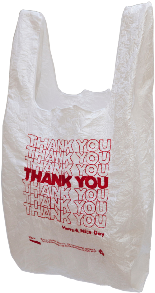 Thank You Plastic Bag Red Text PNG Image