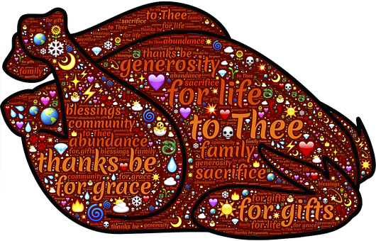 Thanksgiving Turkey Word Art PNG Image