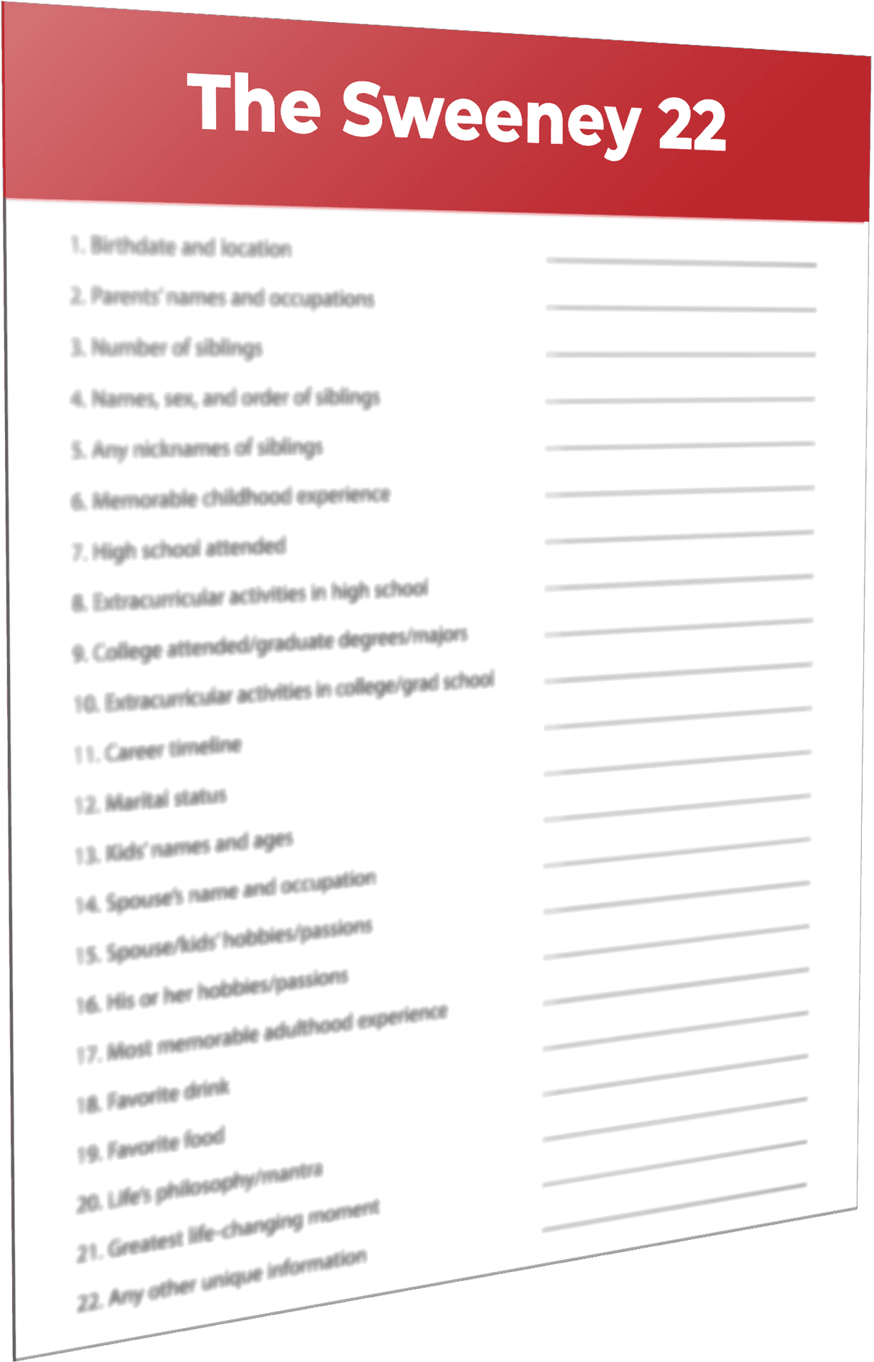 The Sweeney22 Questionnaire Template PNG Image