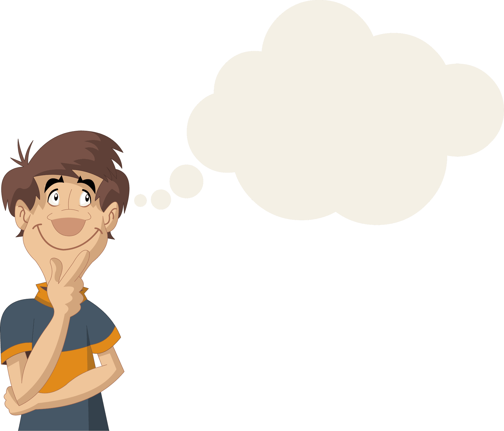 Thinking Boy Cartoon Character PNG Image