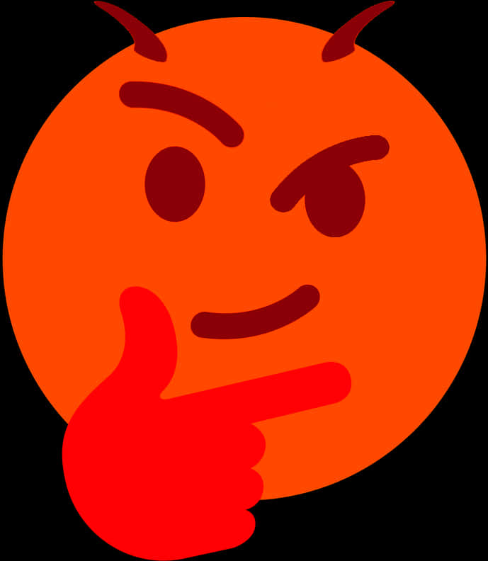 Thinking Devil Emoji Gesture PNG Image