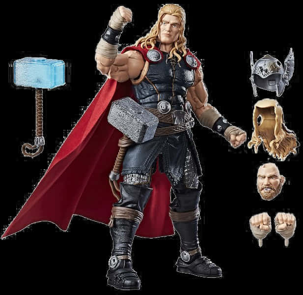 Thor Action Figurewith Accessories PNG Image