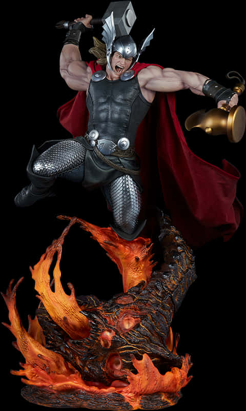 Thor Battle Cry Statue PNG Image