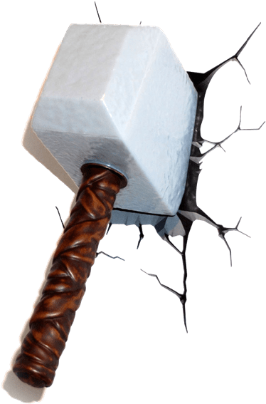 Thor Hammer Breaking Through Wall PNG Image