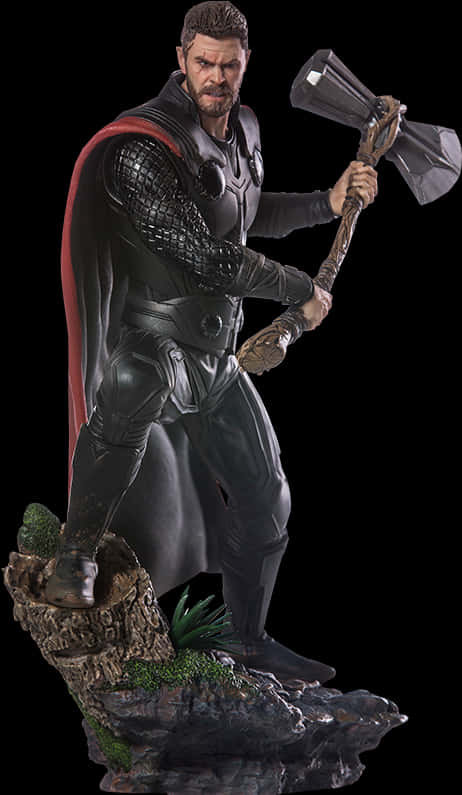 Thor Statuewith Stormbreaker PNG Image