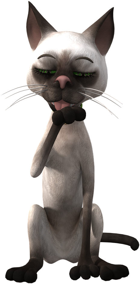 Thoughtful Siamese Cat Character PNG Image