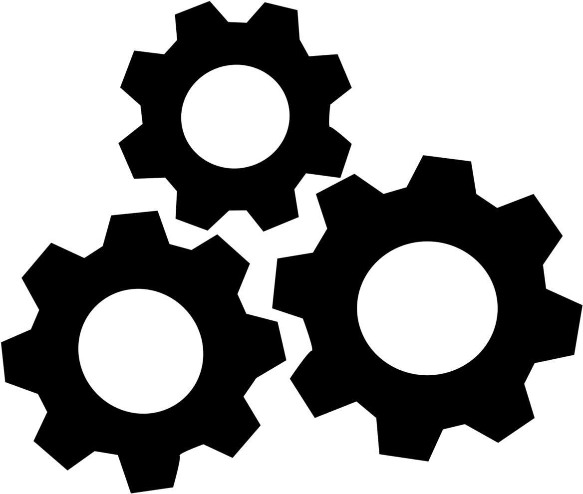 Three Black Gears Graphic PNG Image