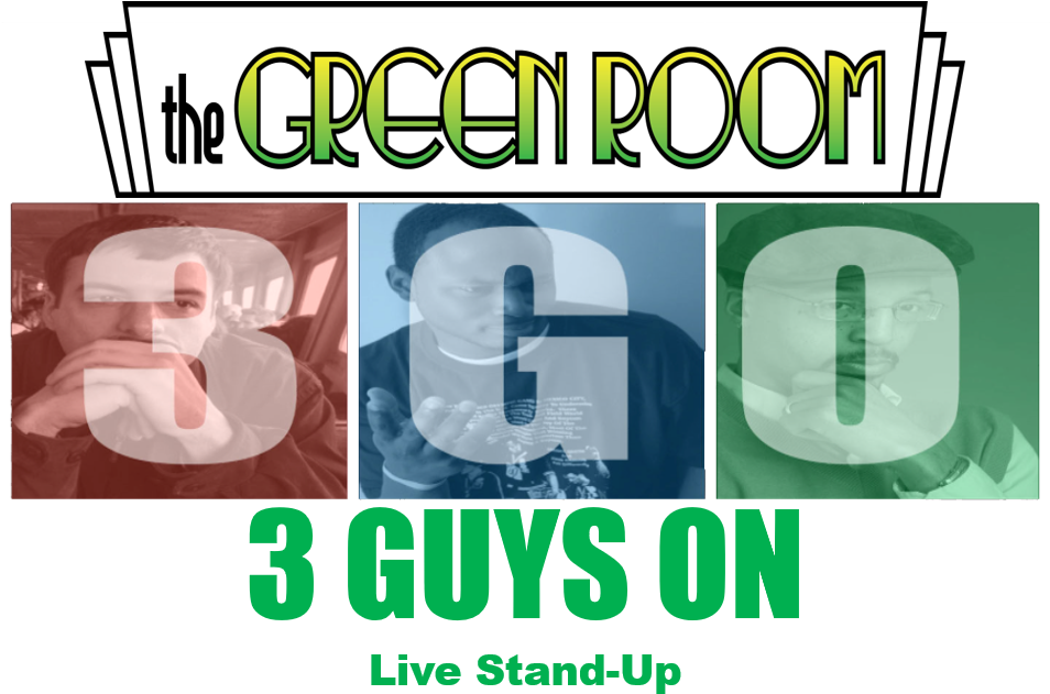 Three Comedians Green Room Event Poster PNG Image