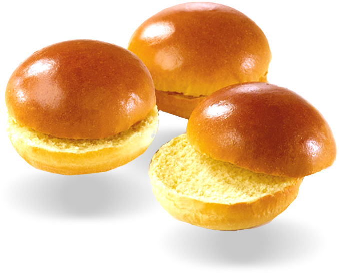 Three Fresh Buns Isolated PNG Image