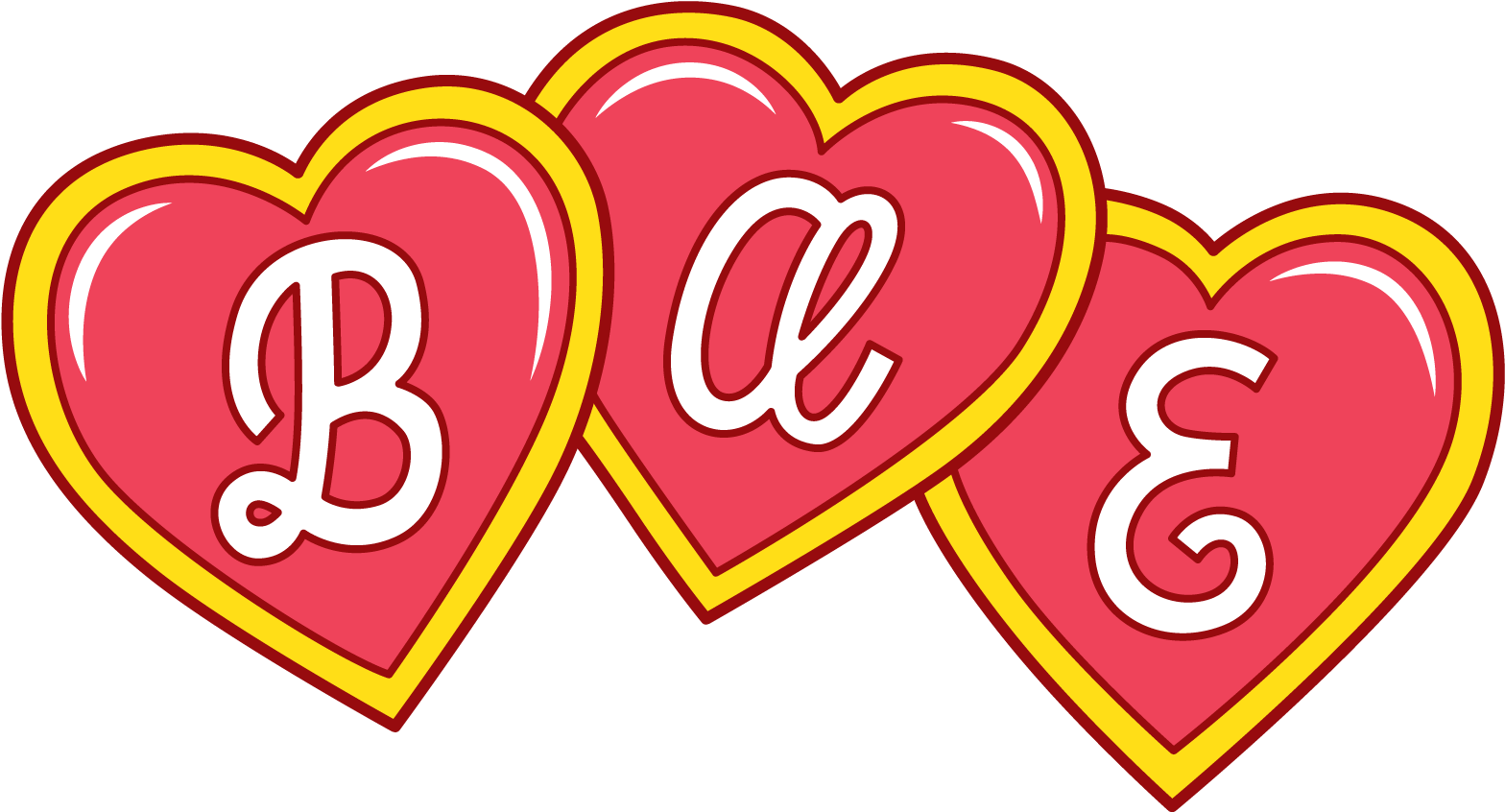 Three Hearts B A E Sticker PNG Image