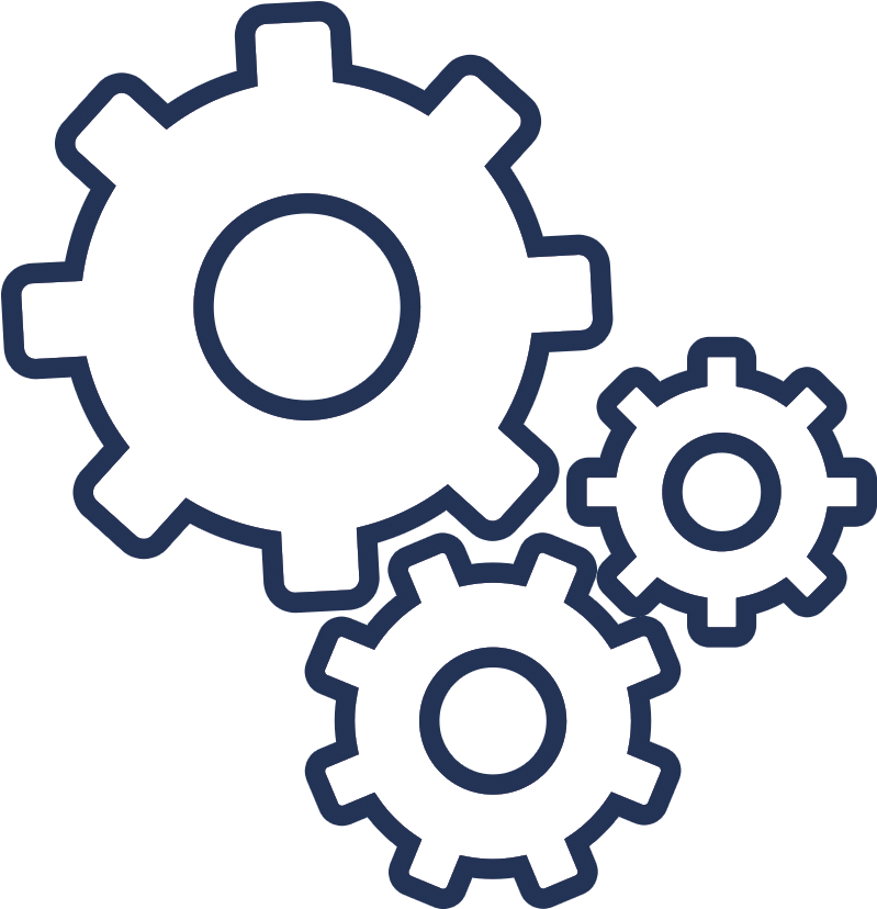 Three Interlocking Gears Icon PNG Image