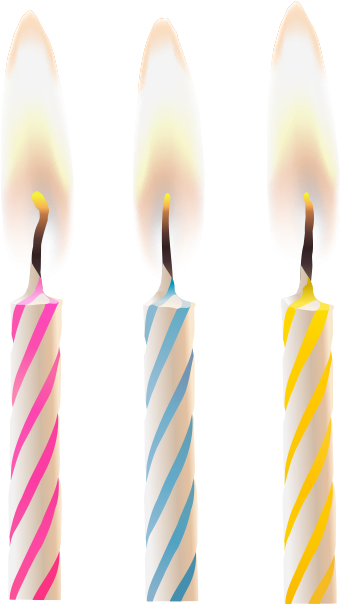 Three Lit Birthday Candles PNG Image