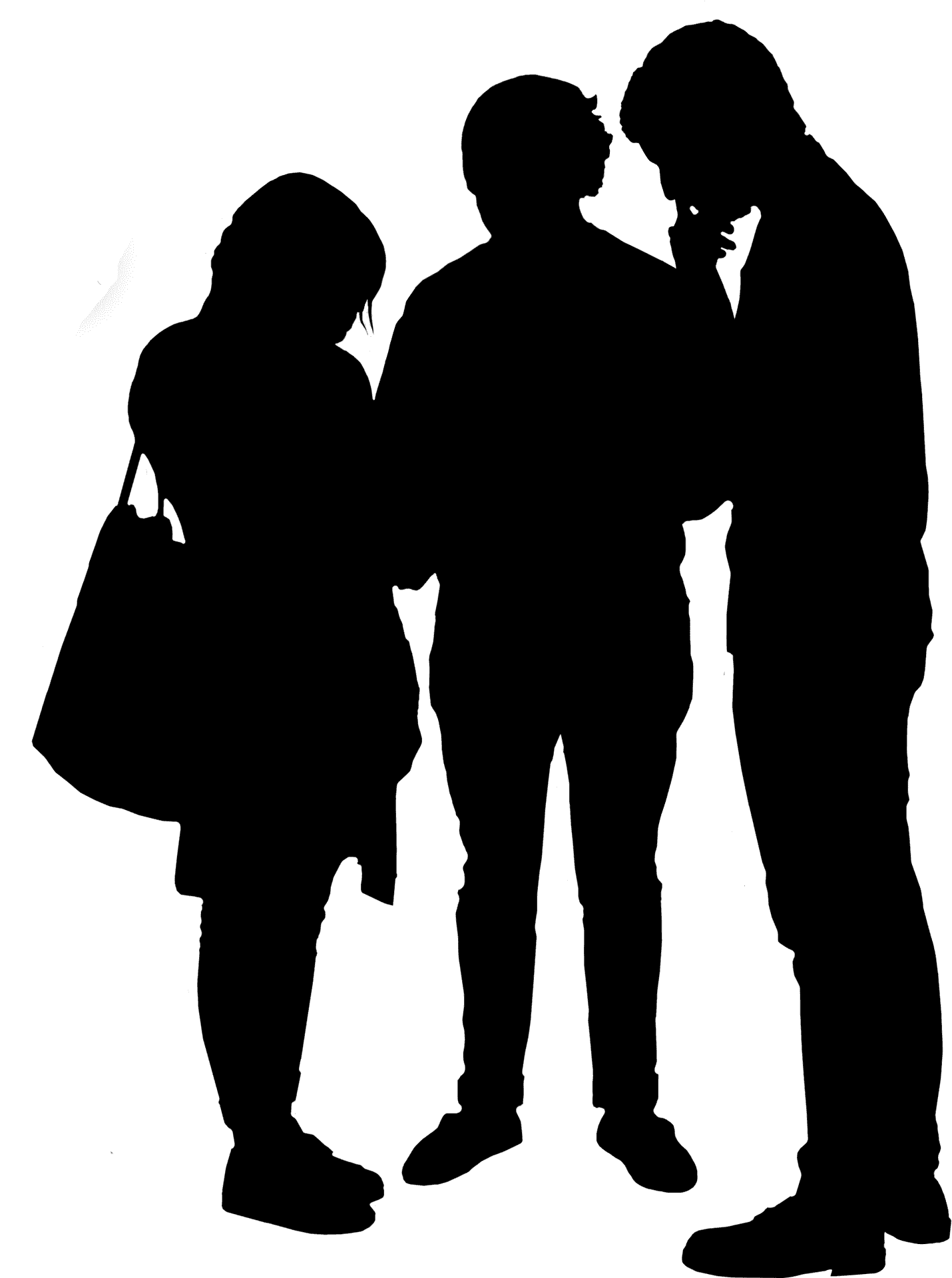 Three People Silhouette Conversation PNG Image