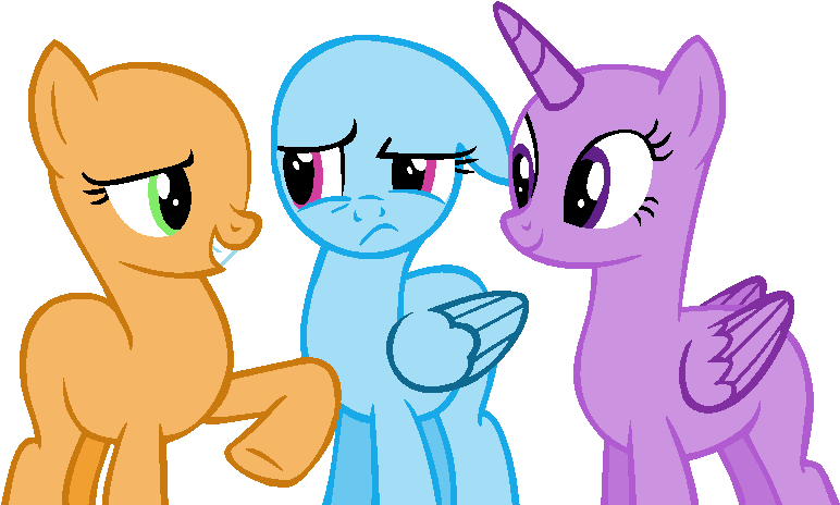 Three Ponies Expressing Emotions PNG Image