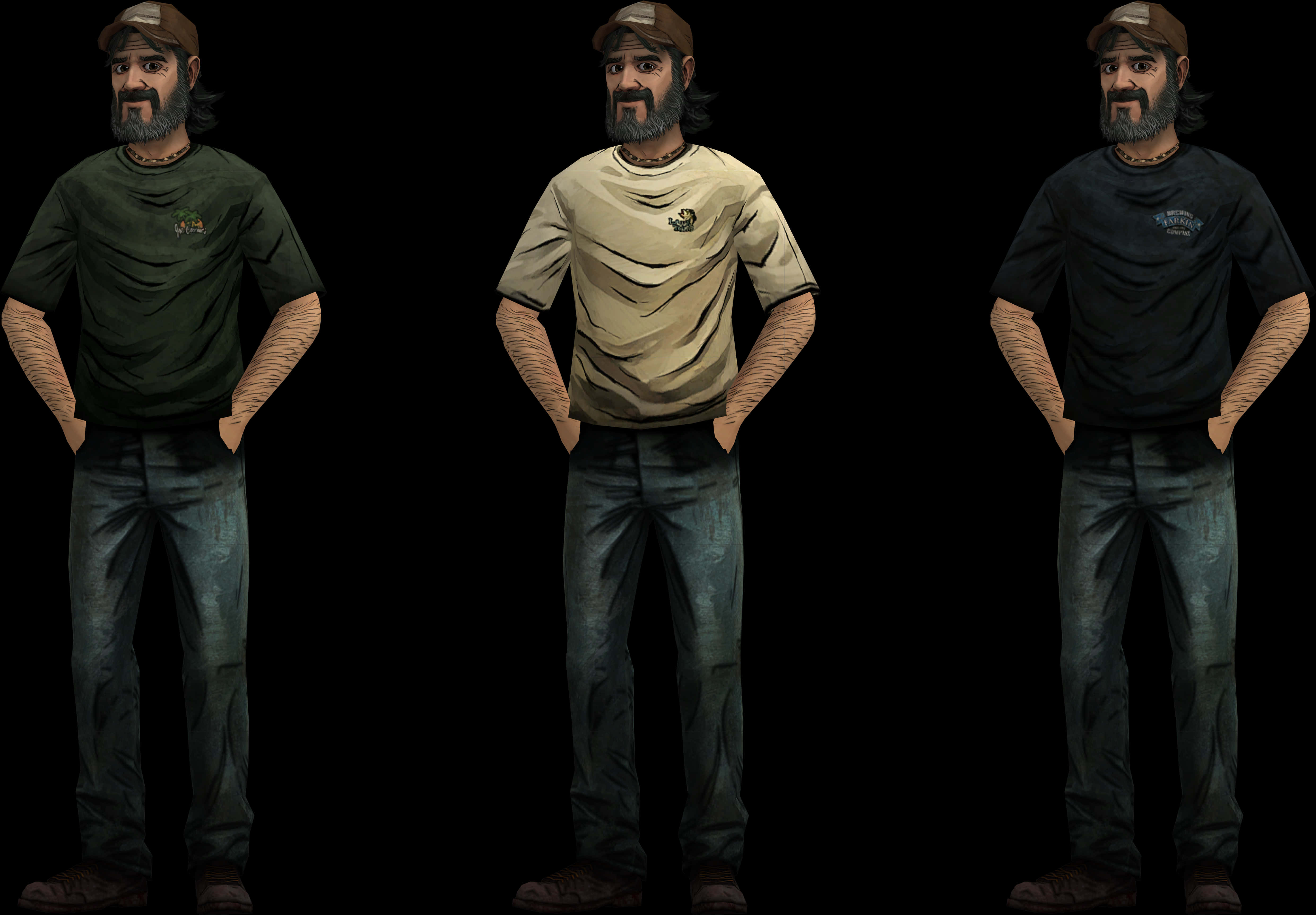 Three Poses Man Standing PNG Image