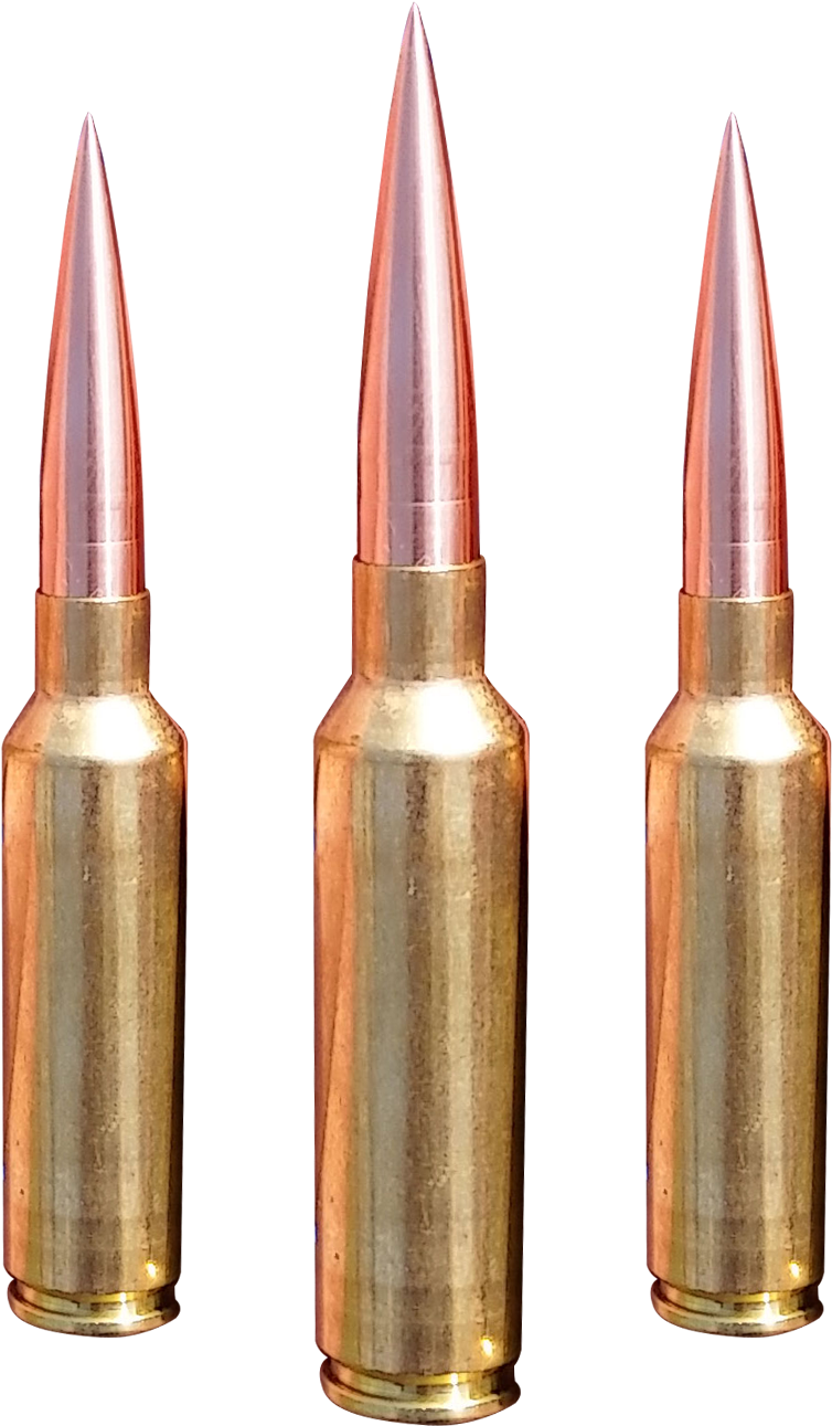 Three Rifle Bullets Sideby Side PNG Image