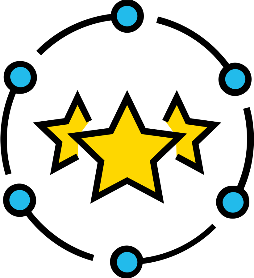 Three Stars Network Graphic PNG Image