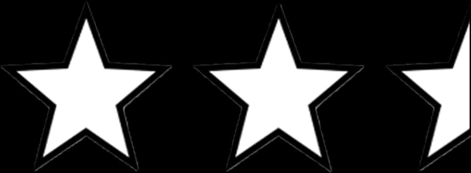 Three White Stars Black Background PNG Image