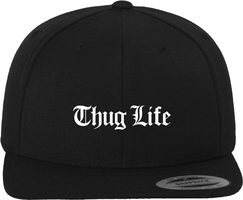 Thug Life Black Snapback Hat PNG Image