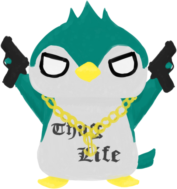 Thug Life Penguin Cartoon PNG Image