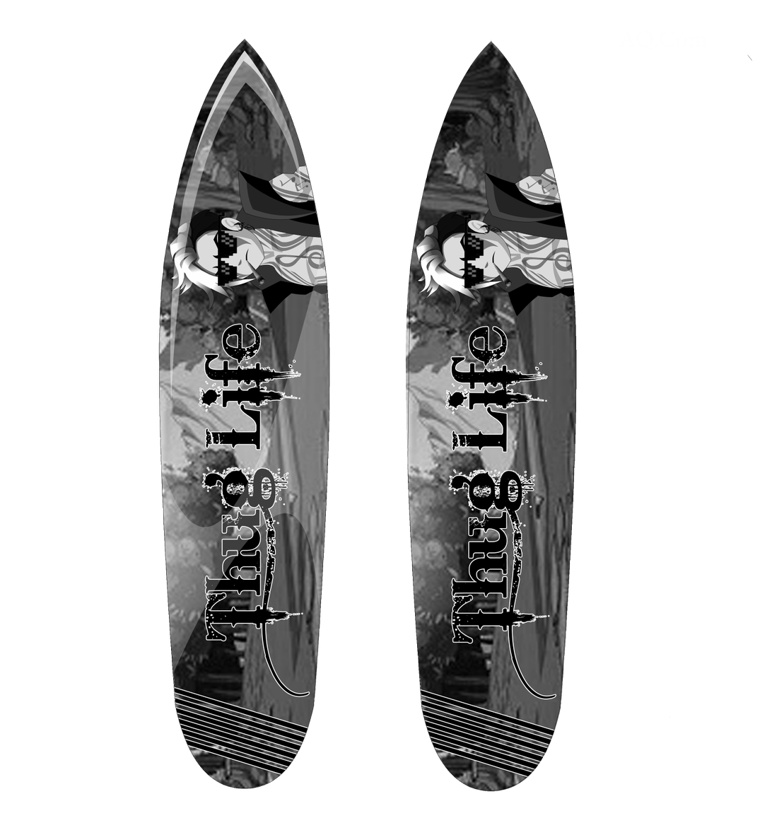 Thug Life Surfboard Design Comparison PNG Image