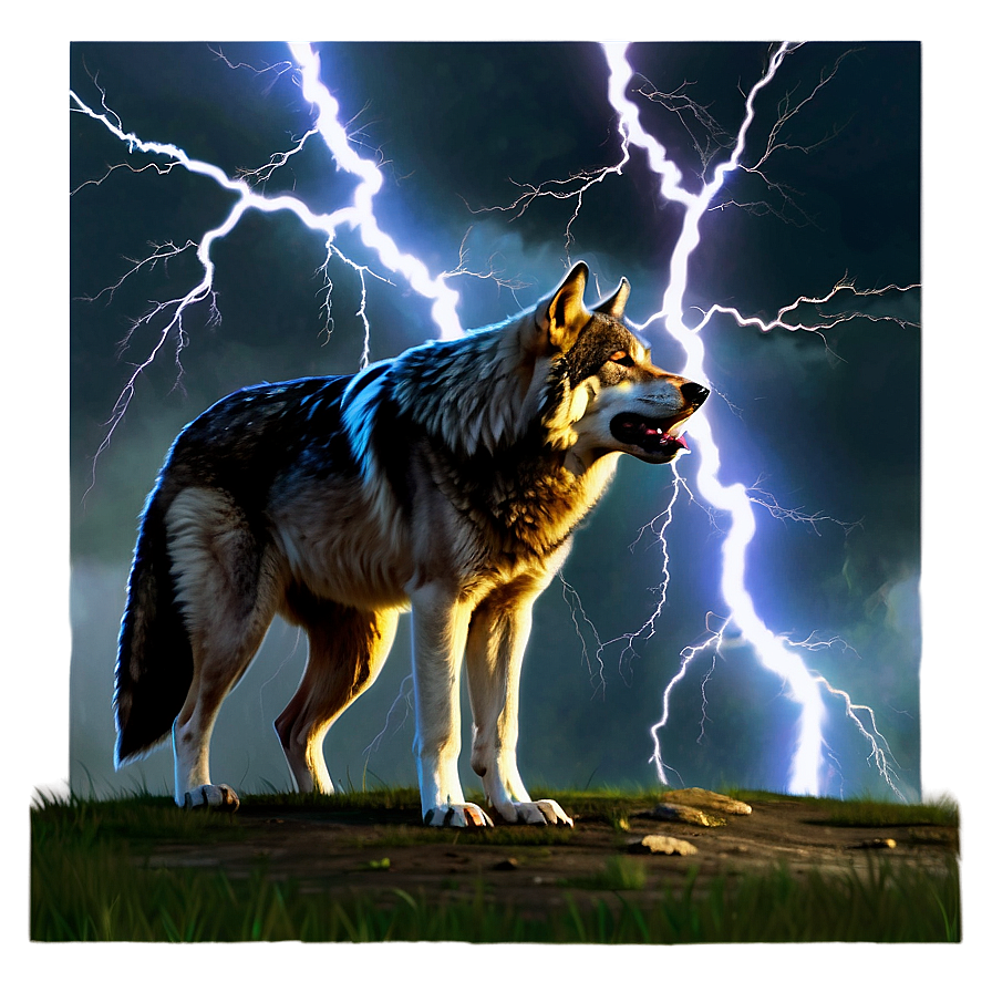 Thunderstorm Wolf Scene Png 05032024 PNG Image