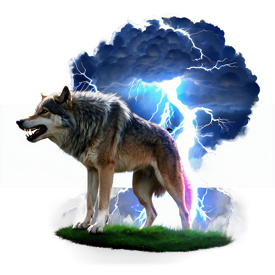 Thunderstorm Wolf Scene Png Tiu PNG Image