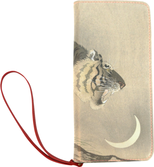 Tiger Print Walletwith Red Strap PNG Image