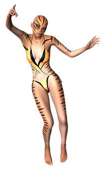 Tiger_ Stripe_ Bodypaint_ Animated_ Character PNG Image