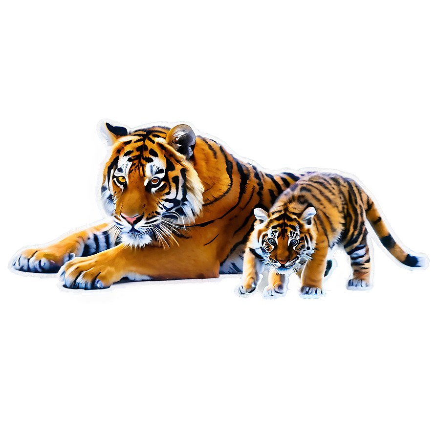 Tiger With Cubs Png Paa PNG Image