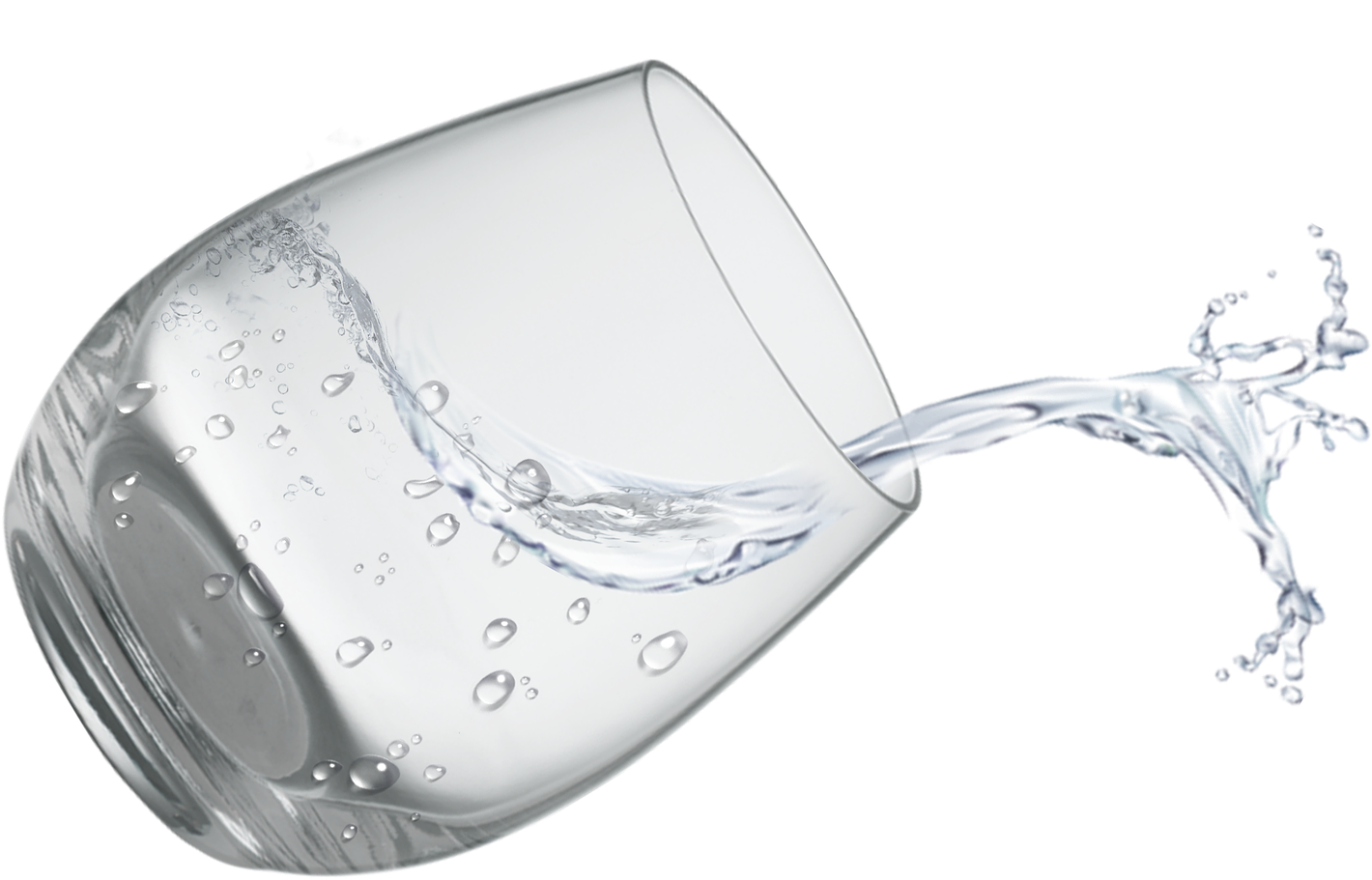 Tilted Glass Water Splash PNG Image