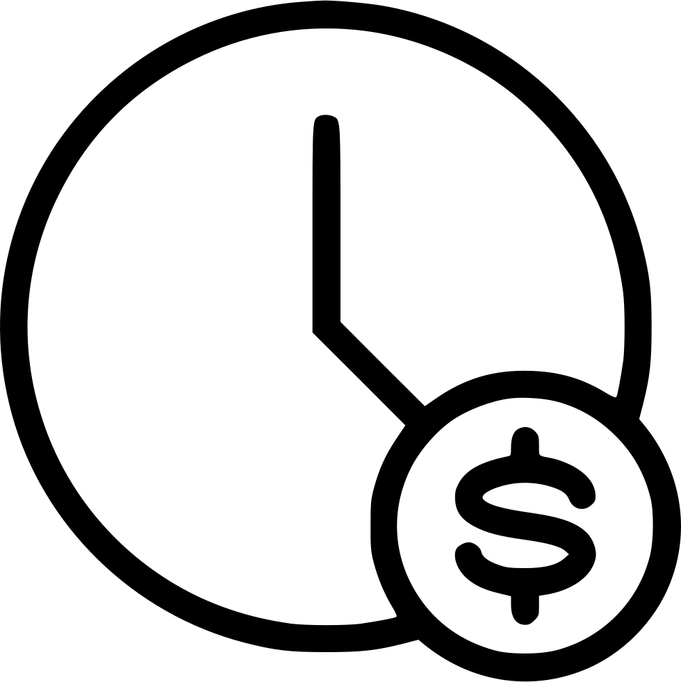 Time Is Money Clock Icon PNG Image