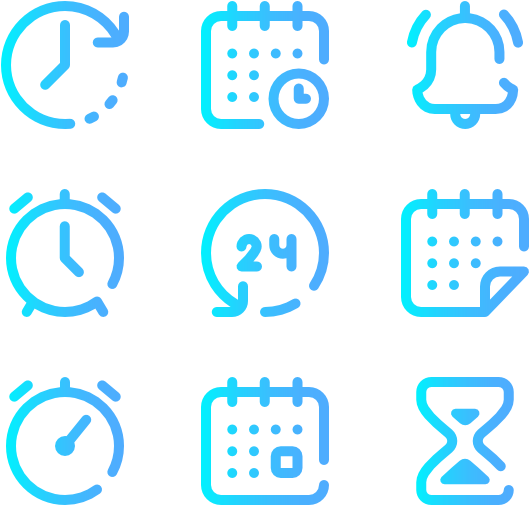 Time Management Icons Set PNG Image