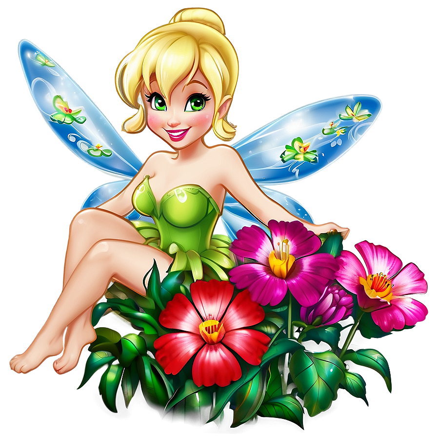 Tinkerbell And Flowers Png 06112024 PNG Image