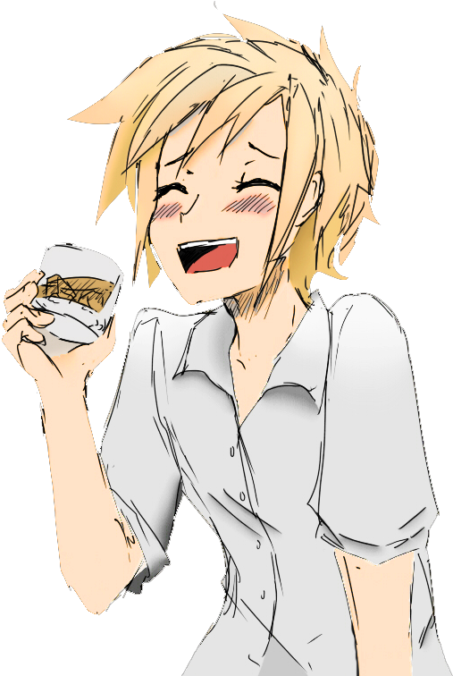 Tipsy Anime Character Holding Drink PNG Image