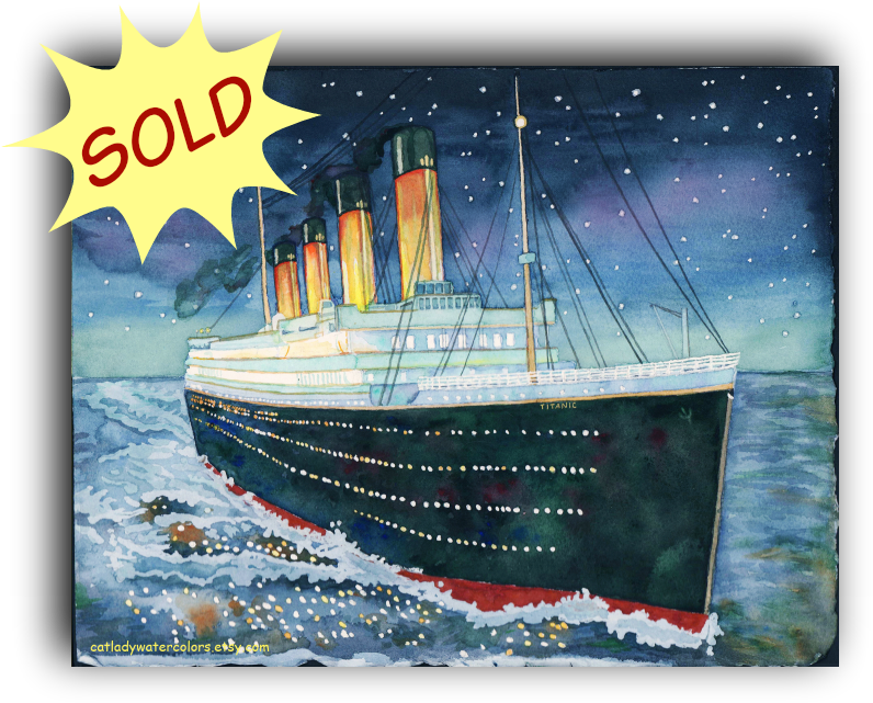 Titanic Watercolor Artwork Sold PNG Image