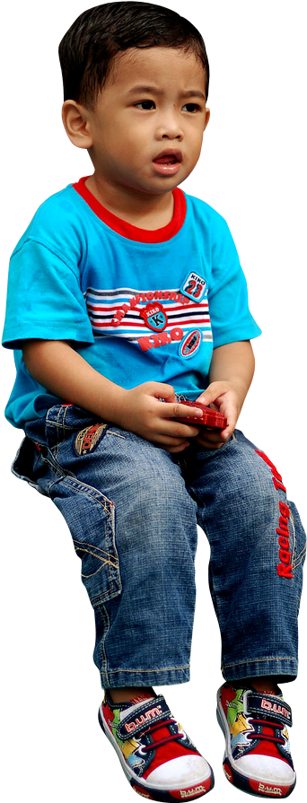 Toddlerin Blue Shirtand Jeans PNG Image