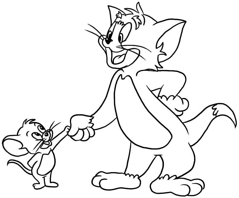 Tomand Jerry Coloring Outline PNG Image