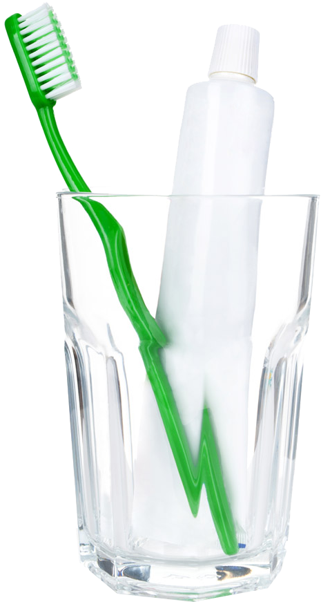 Toothbrushand Toothpastein Glass PNG Image